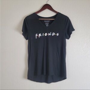 Friends TV Show Women's Medium Black V-Neck Short Sleeve Logo Graphic T Shirt